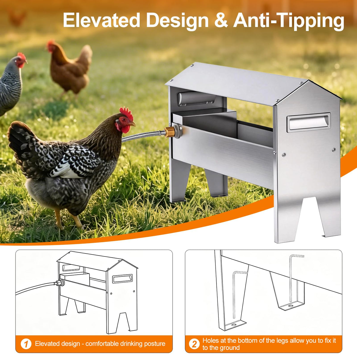 22'' Stainless Steel Automatic Chicken Waterer P925