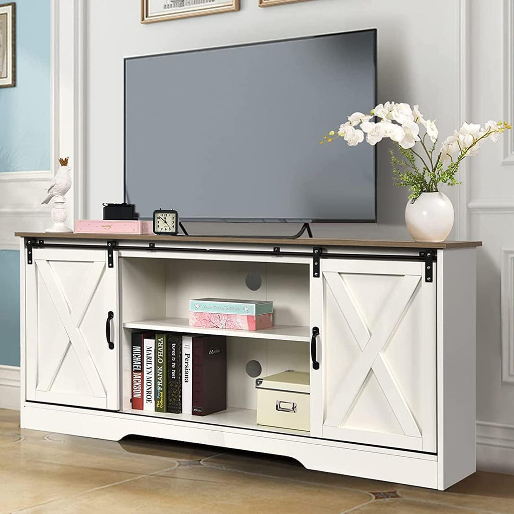 White Farmhouse TV Stand for 65 Inch TV S1480