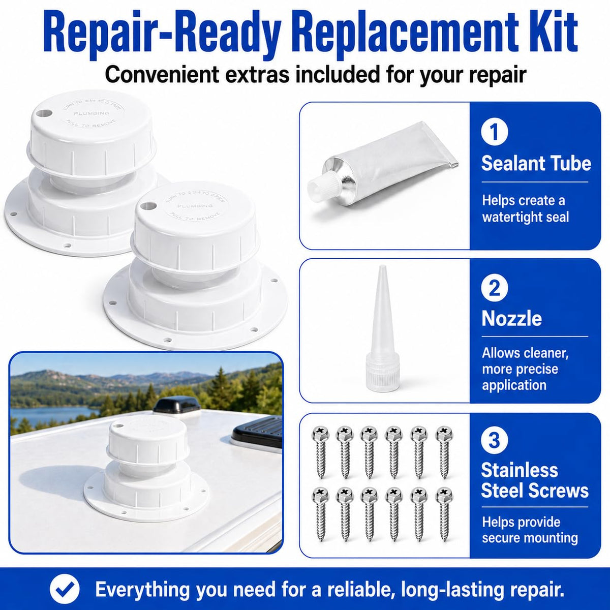 RV Plumbing Vent Caps 1 to 2 3/8" Pipe B26188