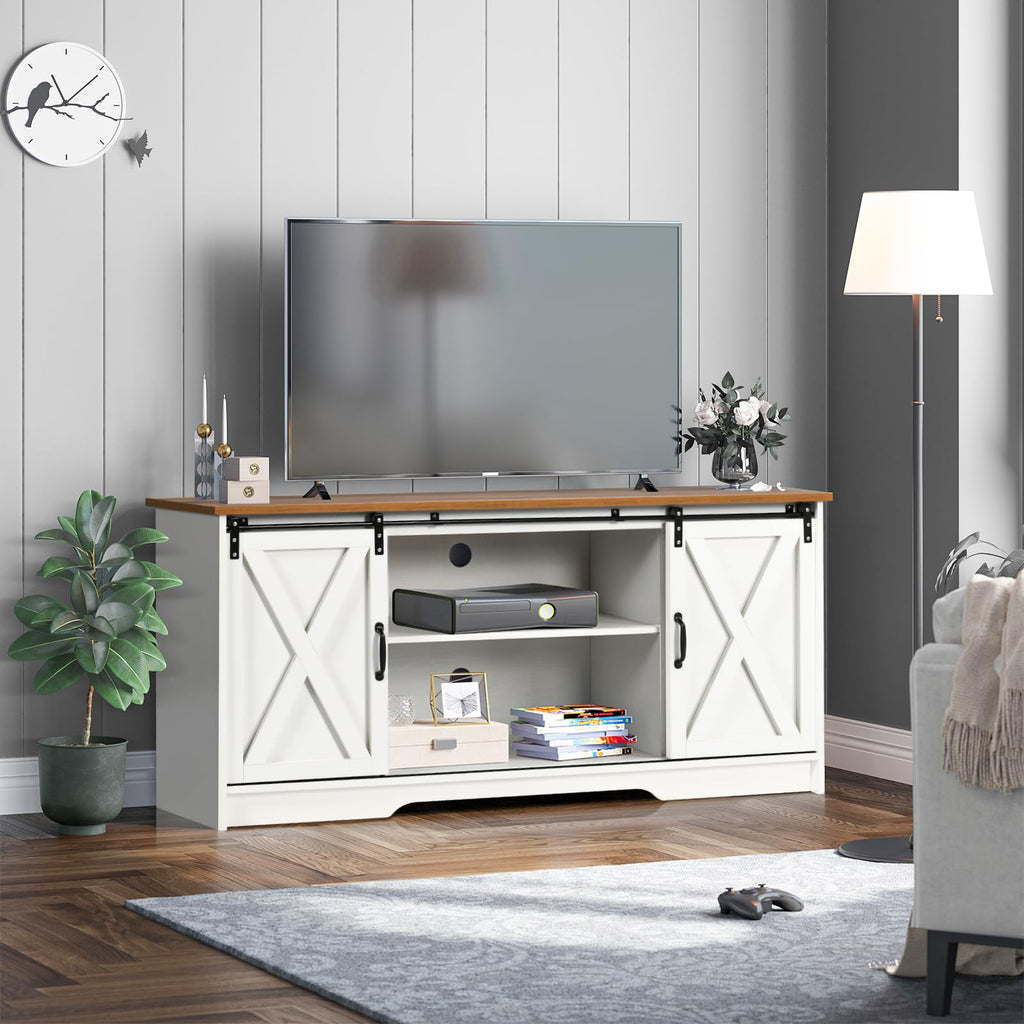 White Farmhouse TV Stand for 65 Inch TV S1480