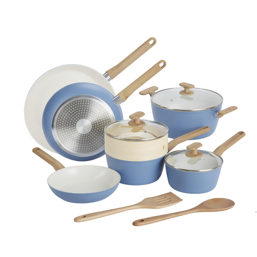 12-Piece Light Blue Ceramic Titanium-Infused Nonstick Cookware Set U118222
