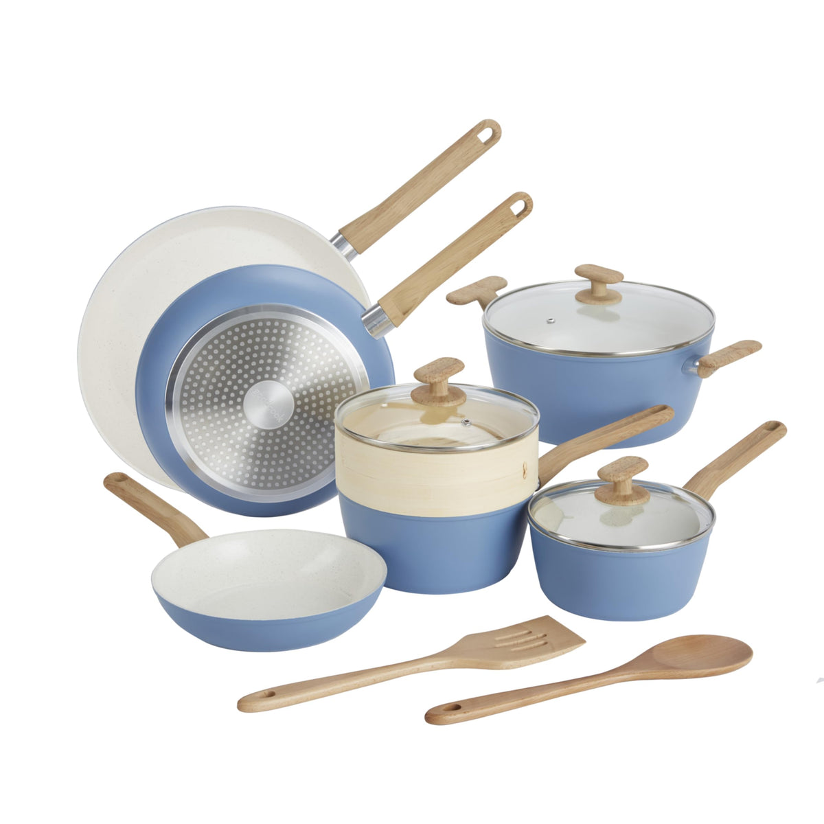 12-Piece Light Blue Ceramic Titanium-Infused Nonstick Cookware Set U118222