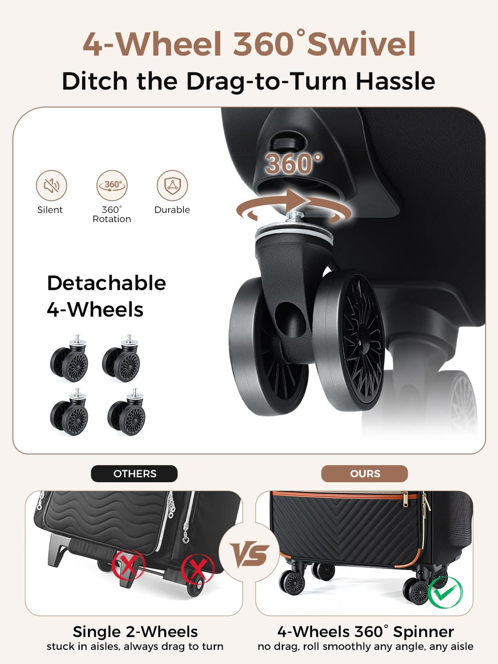 Rolling Teacher Bag with 4-Wheels 360° Spinner C2256