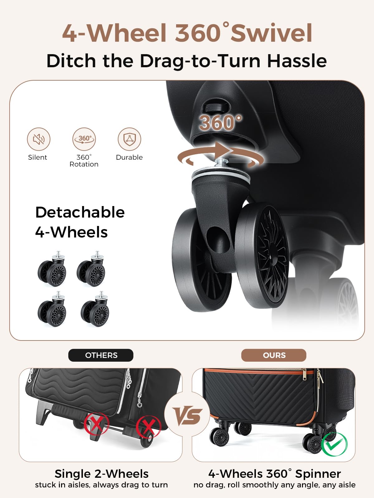 Rolling Teacher Bag with 4-Wheels 360° Spinner C2256
