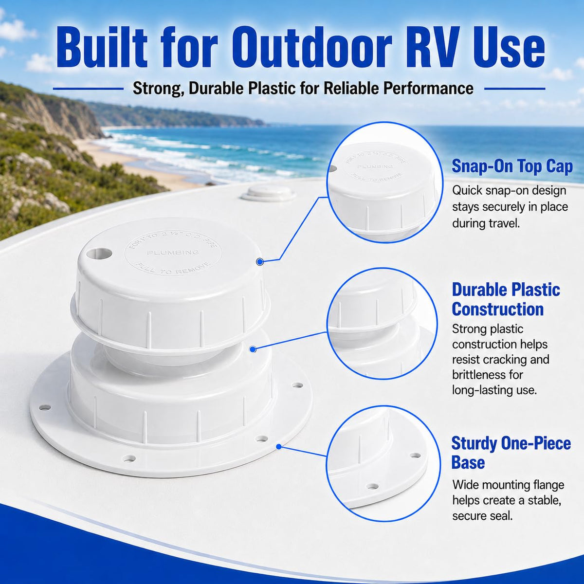 RV Plumbing Vent Caps 1 to 2 3/8" Pipe B26188