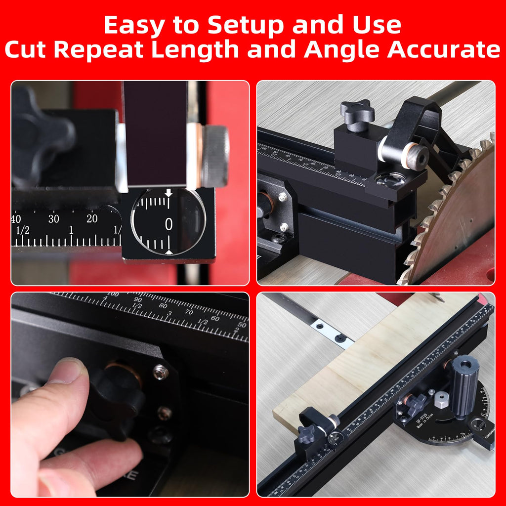 Portable Table Saw Miter Gauge with 18 Inch Fence and Flip Stop Y13546
