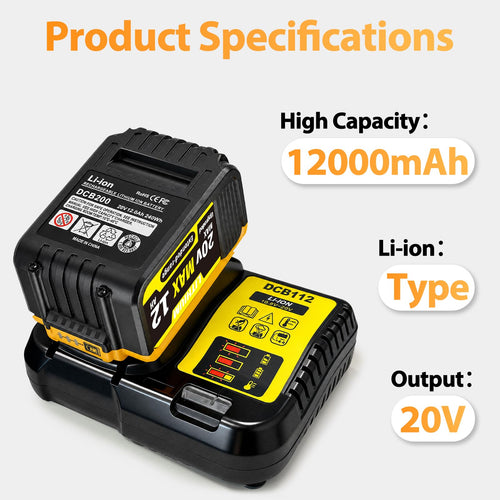 2-Pack 12000mAh 20V Max Lithium-Ion Battery & Charger Combo S8350