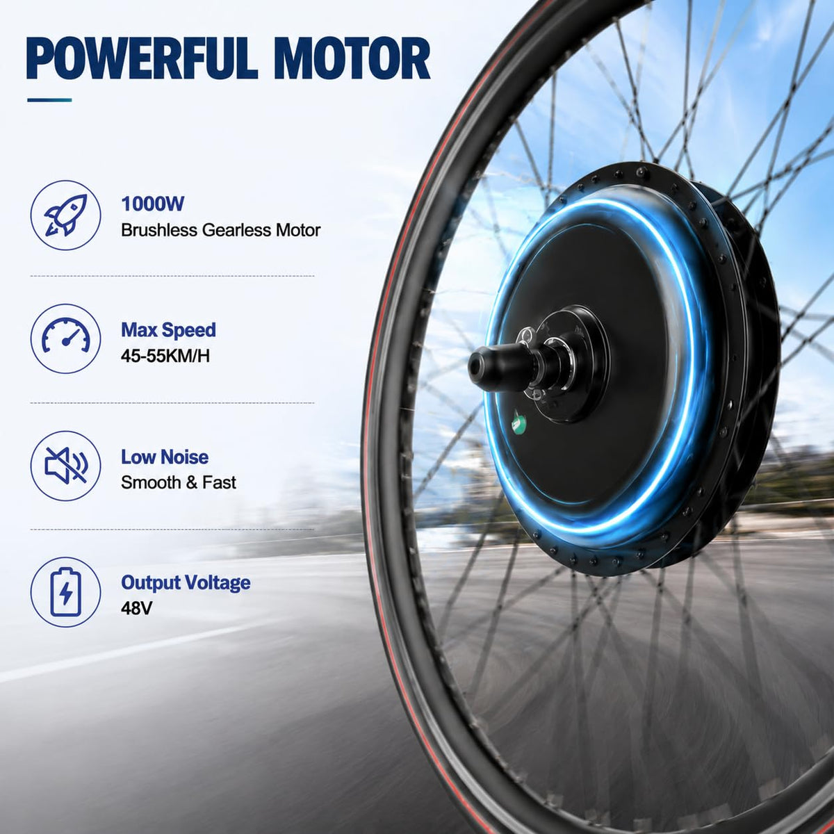 48V 1000W Brushless Front Wheel Electric Bike Conversion Kit Z97799