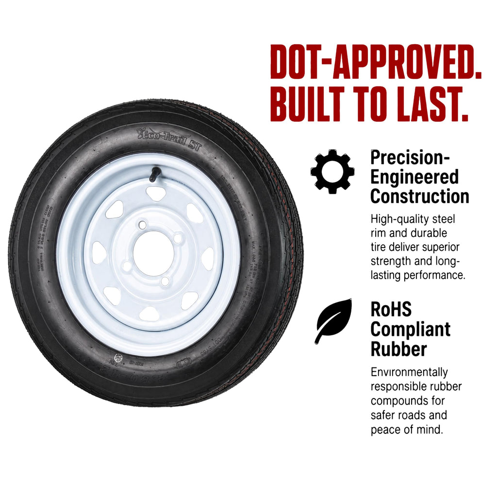 2-Pack Trailer Tire Rim Assembly 4.80-12 Load C 5 Lug N39685