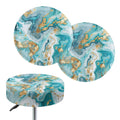 Teal Gold Marble 2 Pack Round Bar Stool Seat Cover R609876