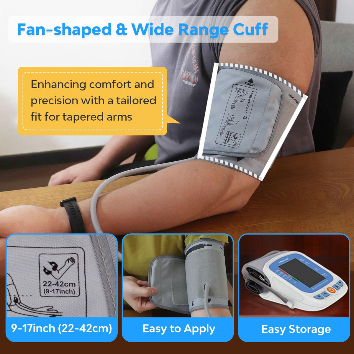 Blood Pressure Monitor with Adjustable Cuff and Backlit Display L281284