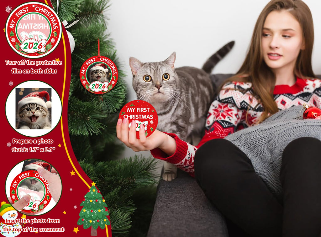 Personalized Picture Frame Cat's First Christmas Ornament 2026 Q120004