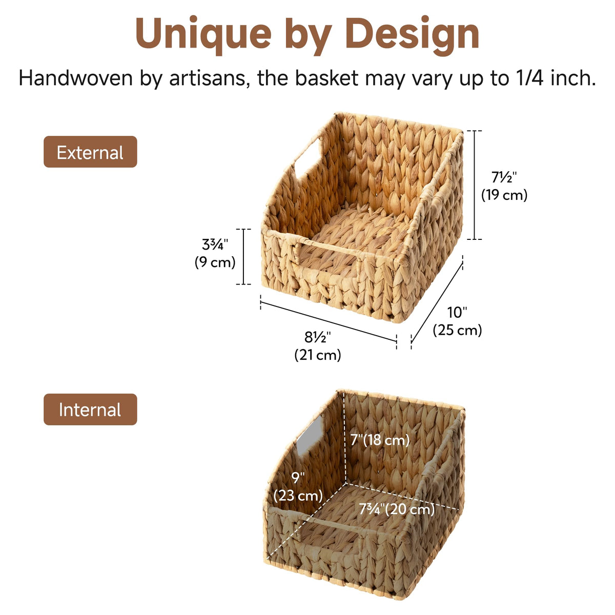 Wicker Storage Baskets with Built-in Handles, 2 Pack P644360
