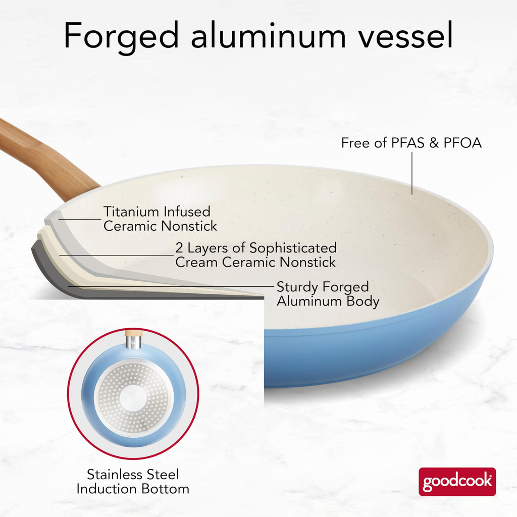 12-Piece Light Blue Ceramic Titanium-Infused Nonstick Cookware Set U118222