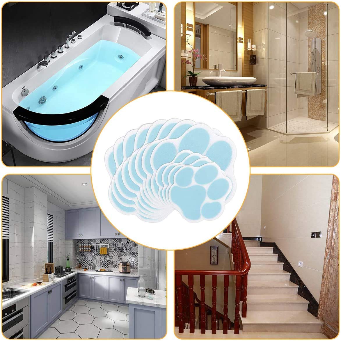 12 Pcs Non-Slip Bathtub Stickers Blue E7506