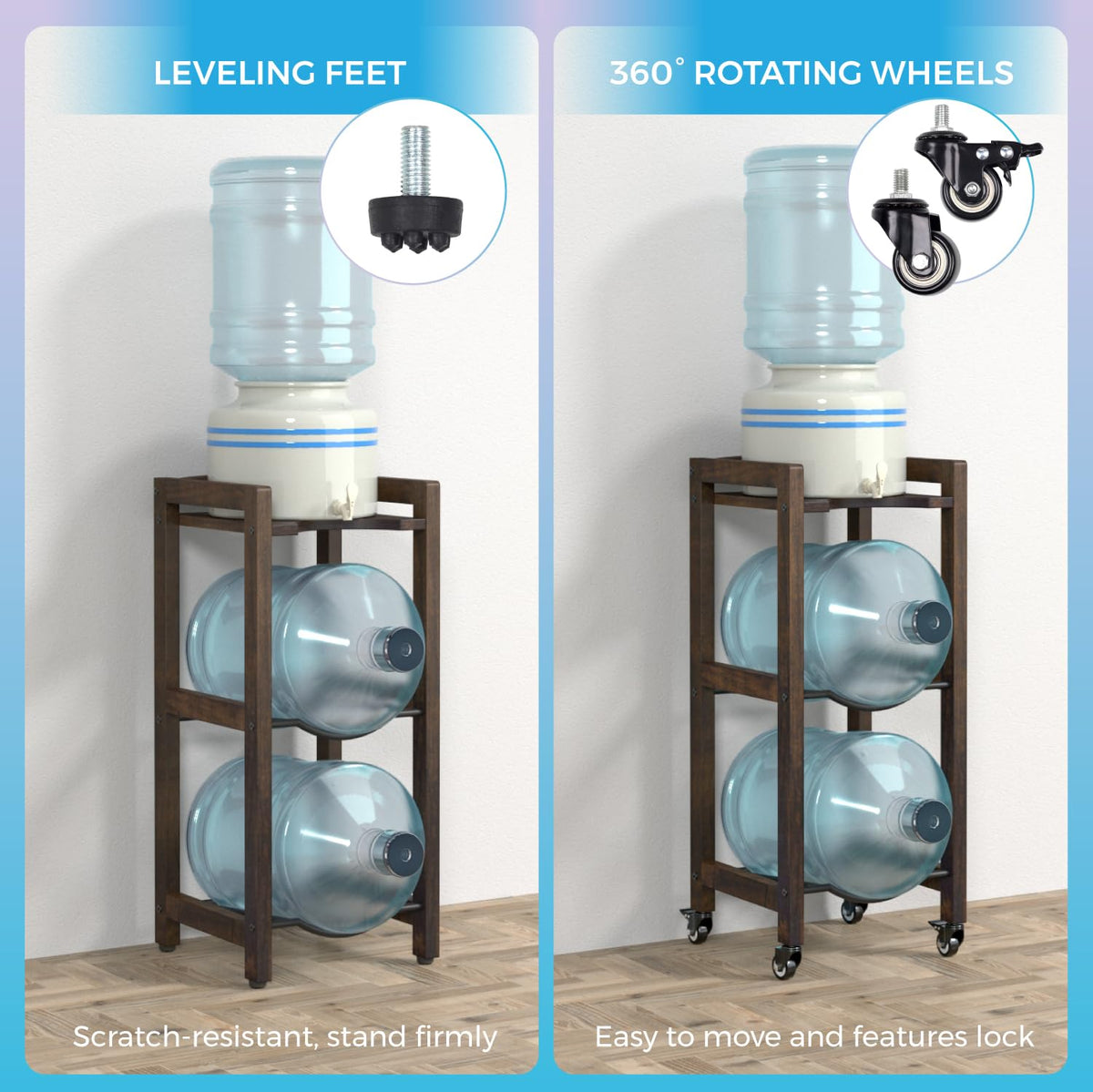 5 Gallon Water Jug Holder 3-Tier Wooden L542