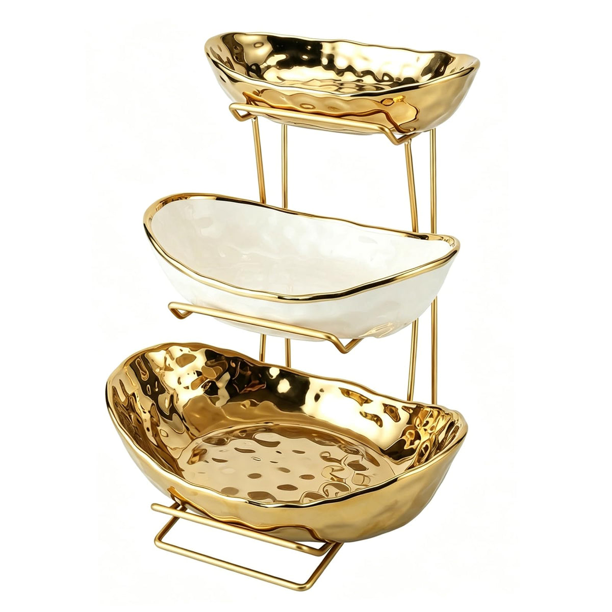 3 Tier Ceramic Fruit Bowl with Metal Rack H253