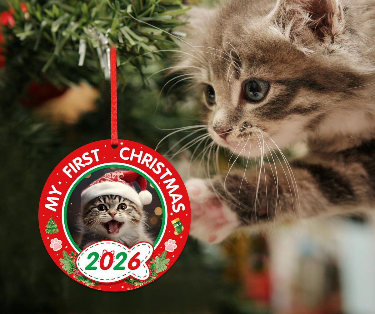 Personalized Picture Frame Cat's First Christmas Ornament 2026 Q120004