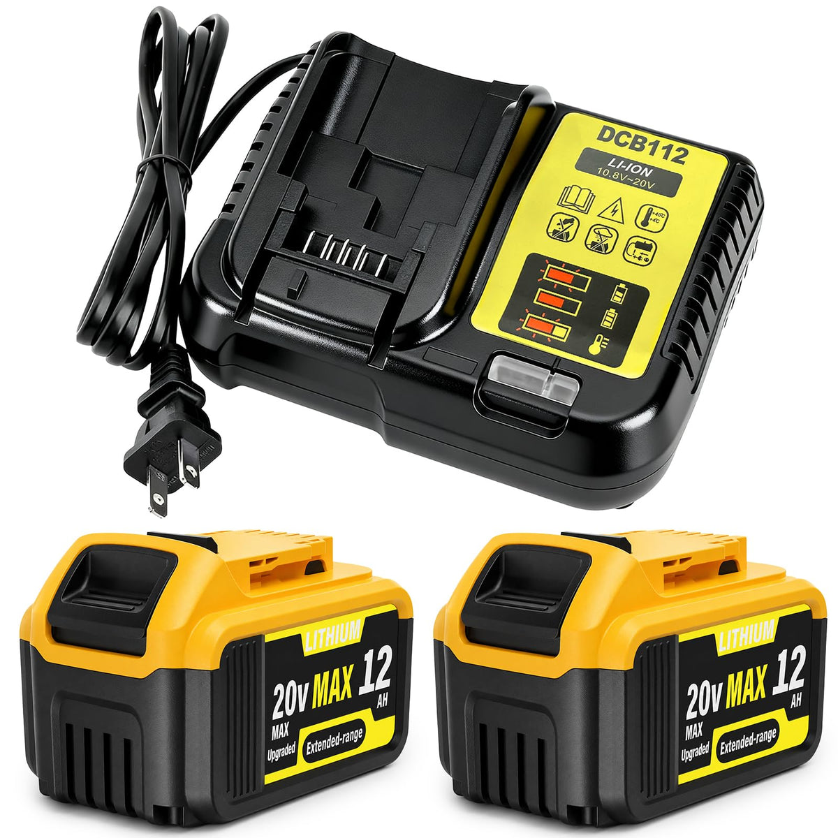 2-Pack 12000mAh 20V Max Lithium-Ion Battery & Charger Combo S8350