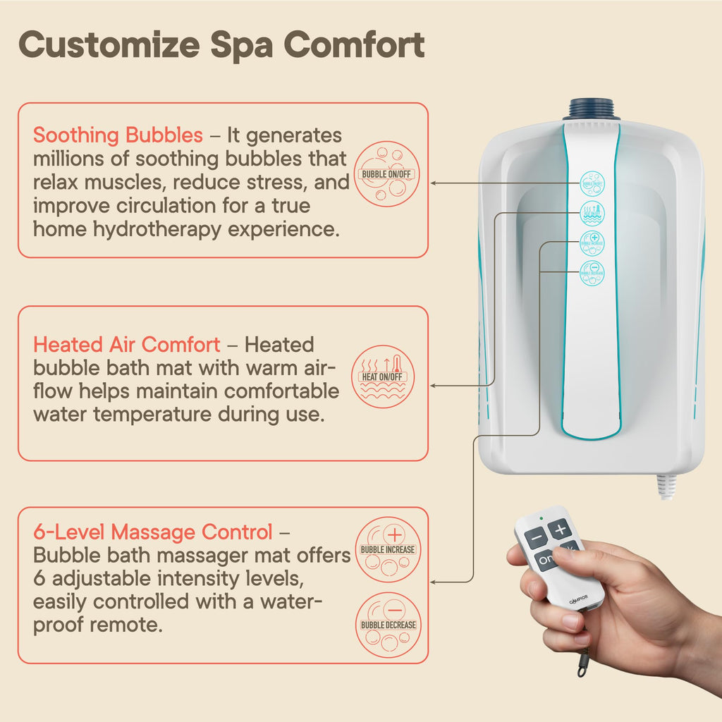 Bath Massager Mat with Adjustable Bubbles and Remote Control Z136