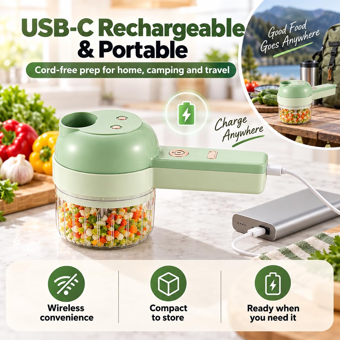 4 in 1 Wireless Electric Vegetable Chopper W84733