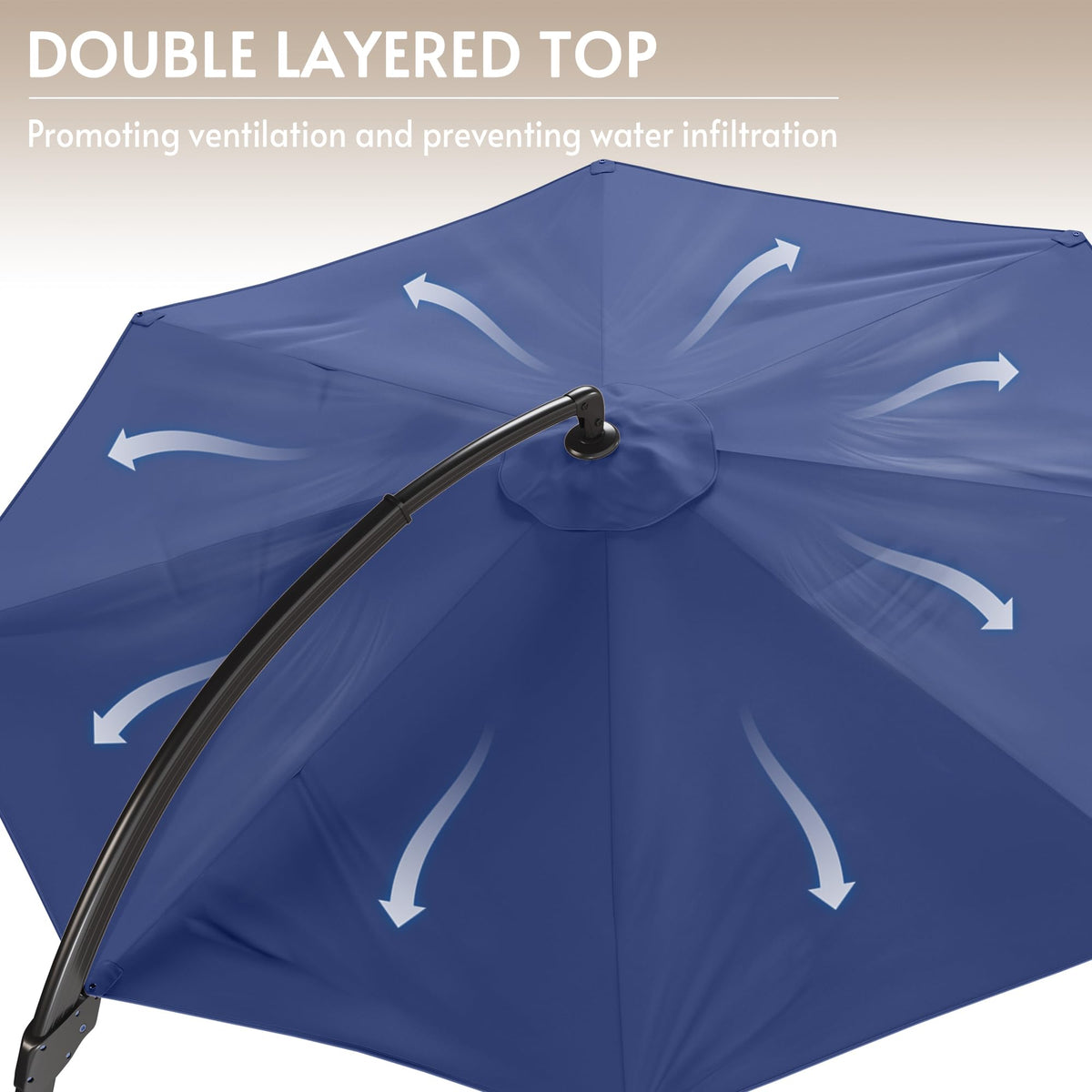 12FT Navy Blue Cantilever Patio Umbrella with Base Y630