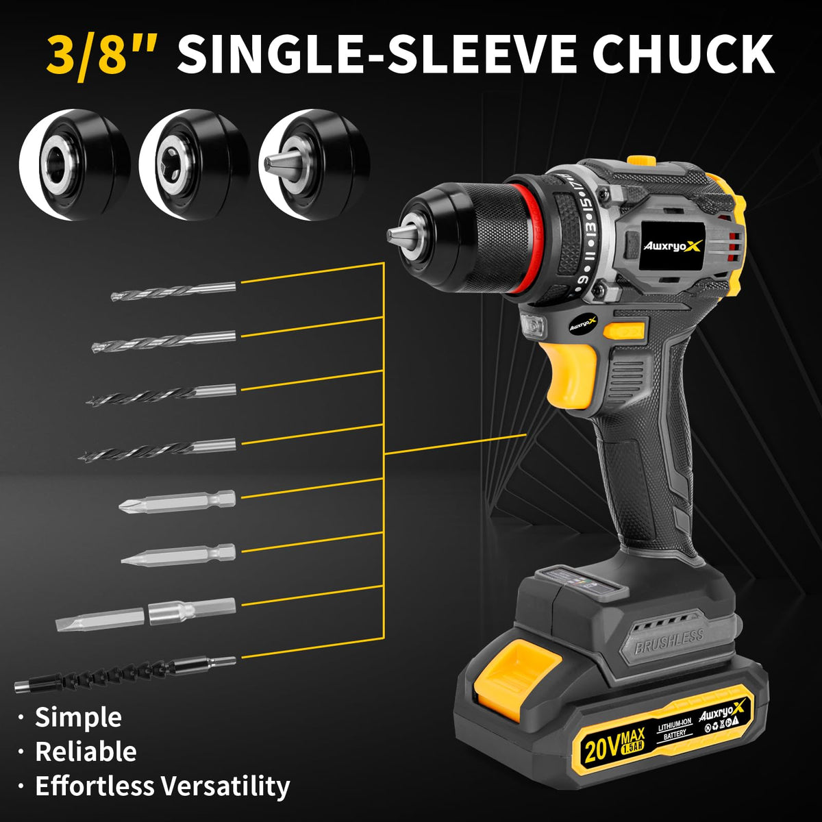 Brushless Compact Cordless Drill Tool Set 135Pcs A169030