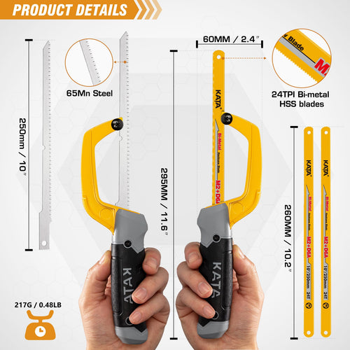 10 Inch Mini Hacksaw with 4-Piece Blades W426179