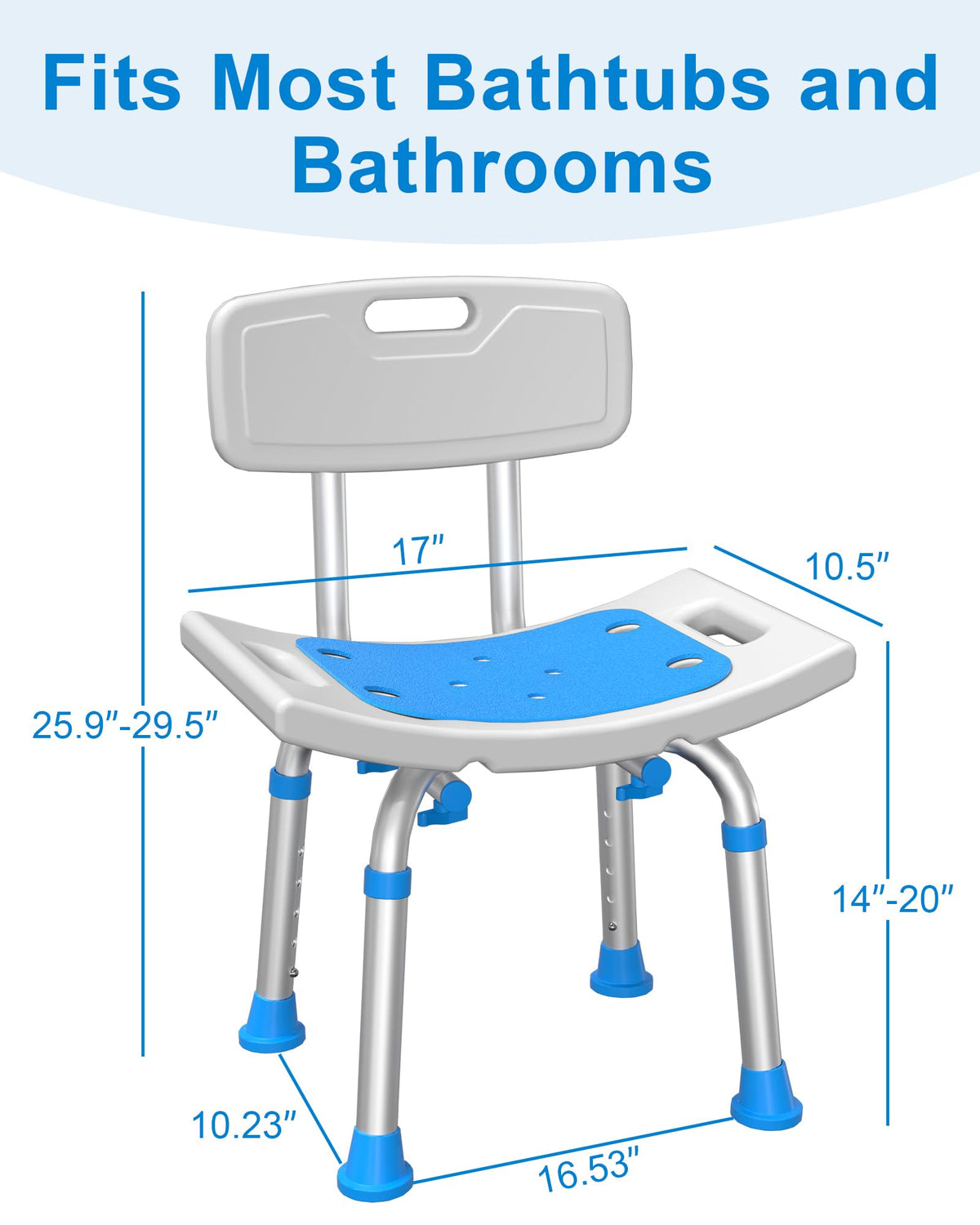 Heavy Duty Height Adjustable Shower Chair with Arms and Back B892
