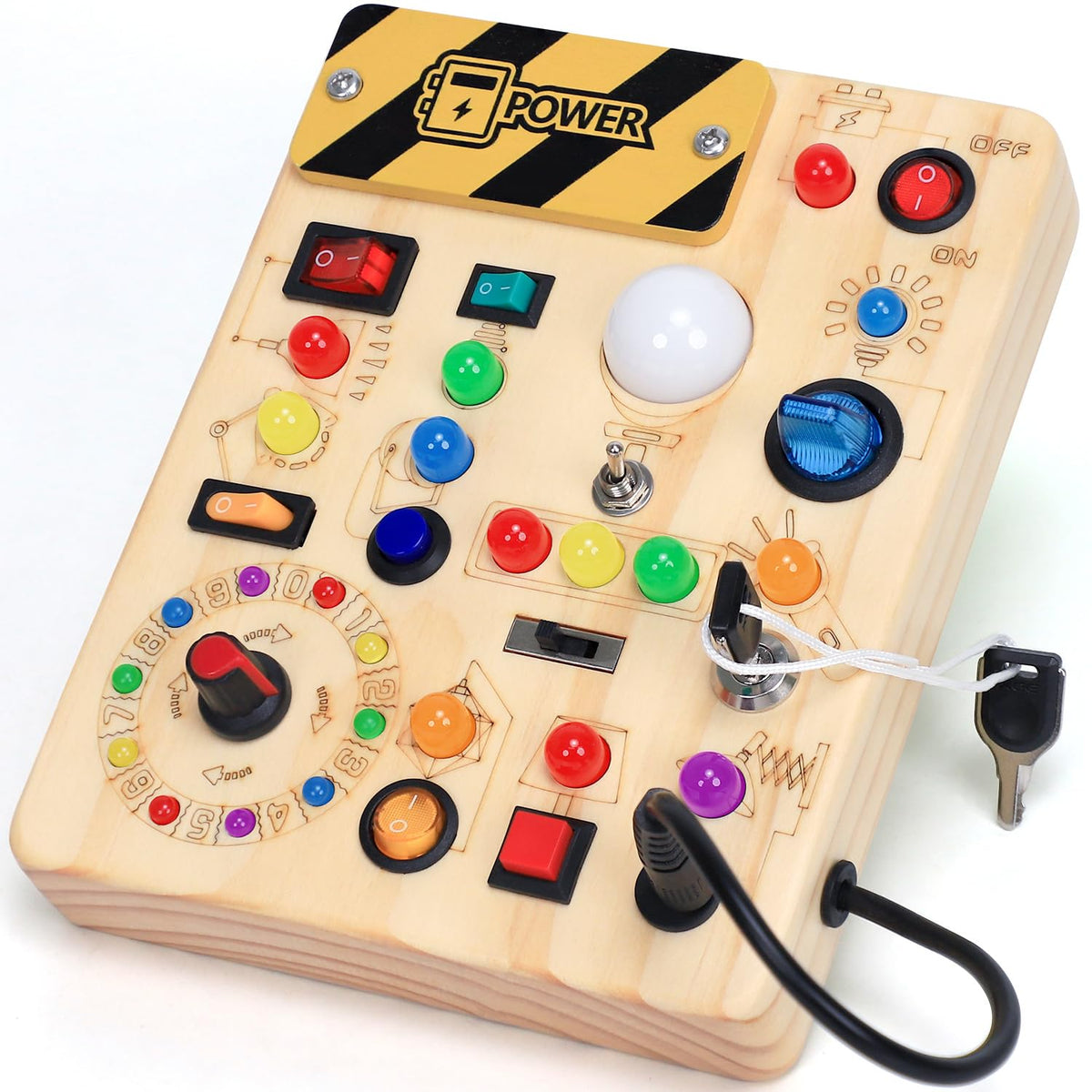 Wooden Sensory Activity Board with LED Light Switches M383