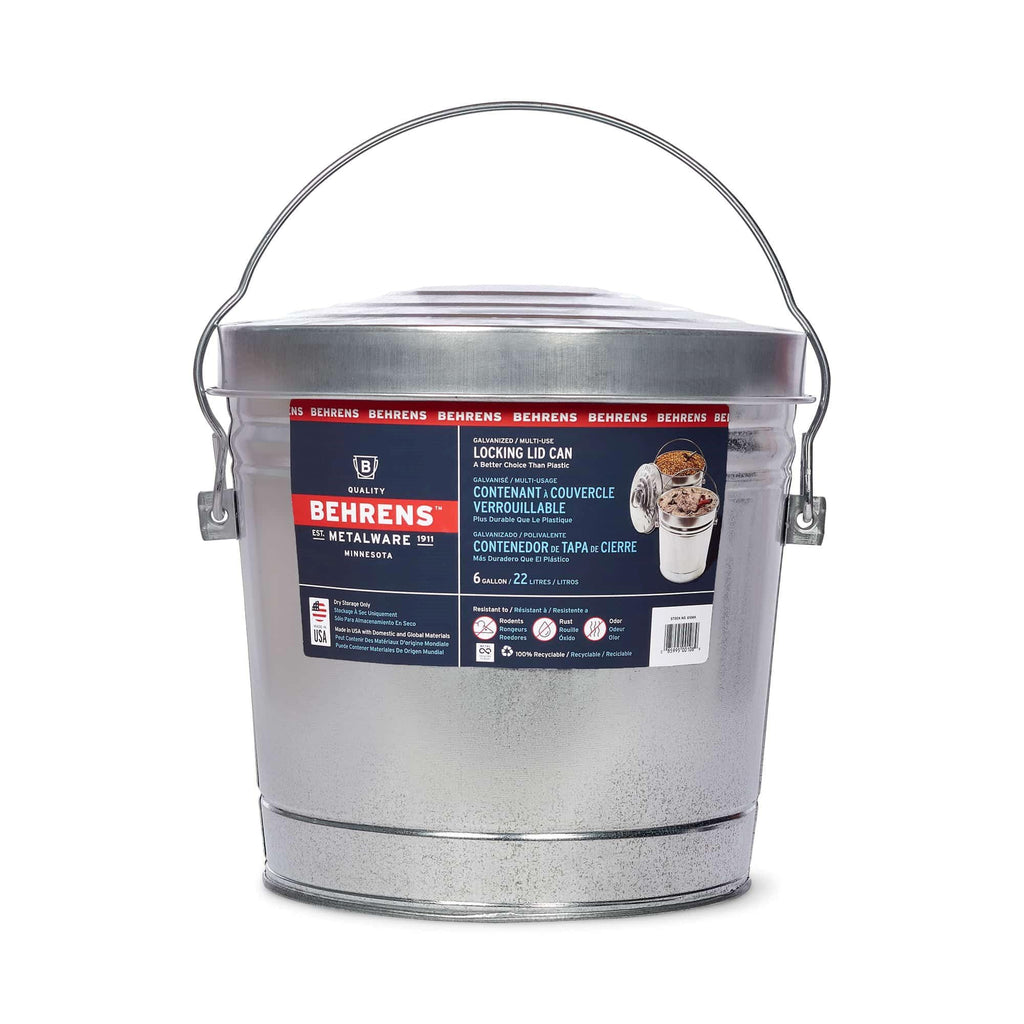 6 Gallon Rust Proof Galvanized Steel Locking Lid Trash Can D6342