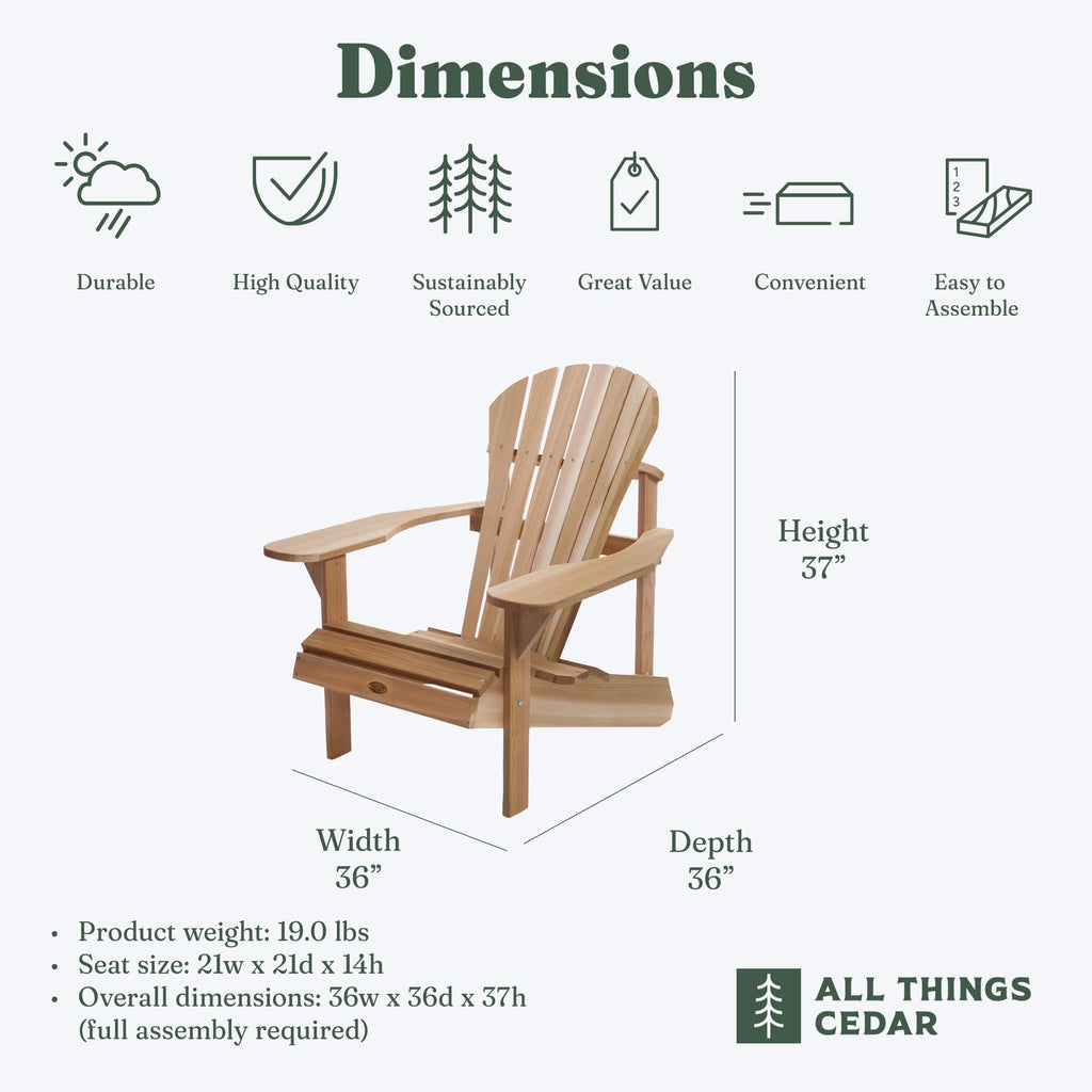 Natural 36 in Adirondack Chair I8030