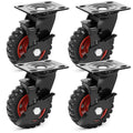 5 Inch Heavy Duty Rubber Casters Set of 4 with Brake G428860