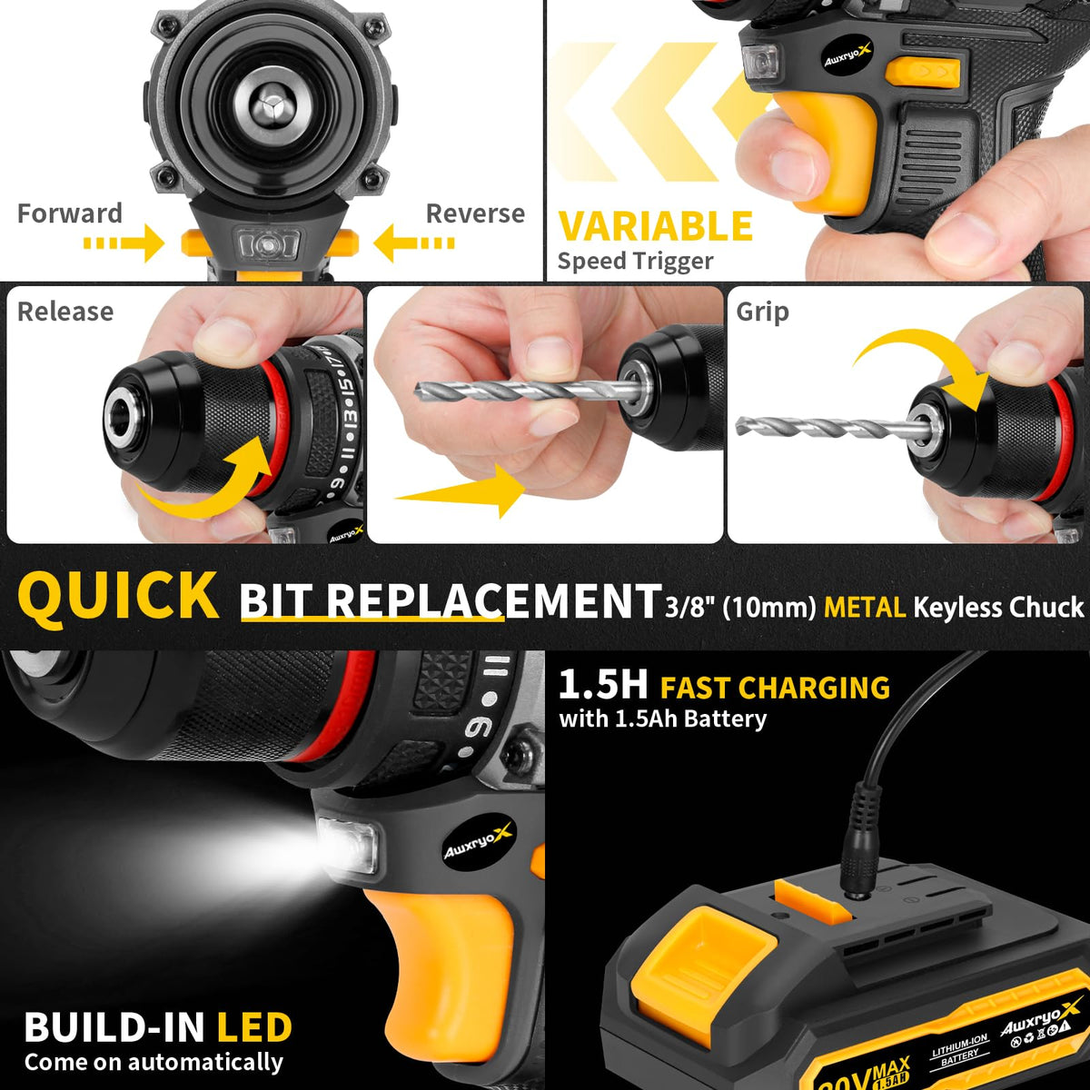 Brushless Compact Cordless Drill Tool Set 135Pcs A169030