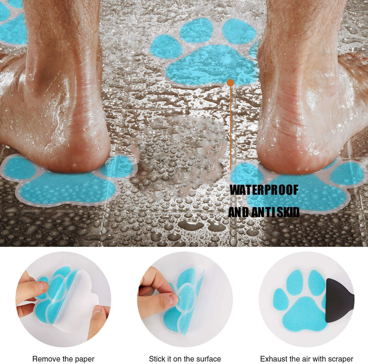 12 Pcs Non-Slip Bathtub Stickers Blue E7506