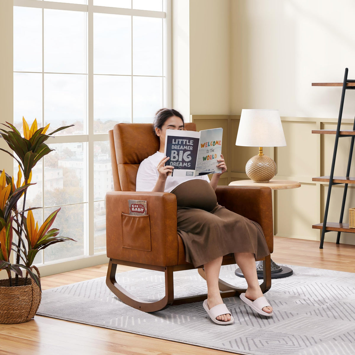 Brown Leather Glider Chair I604