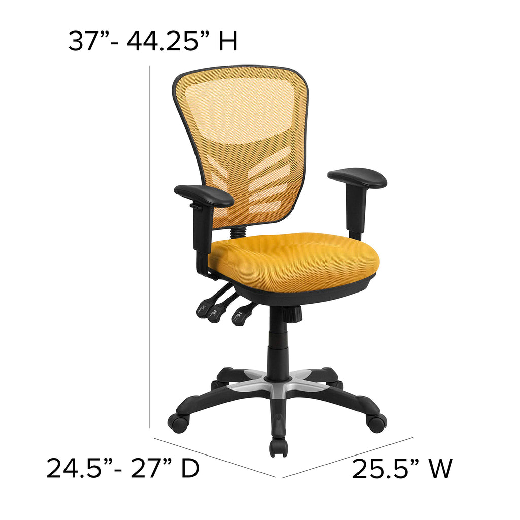 Yellow-Orange Mesh Ergonomic Office Chair with Adjustable Arms V281488
