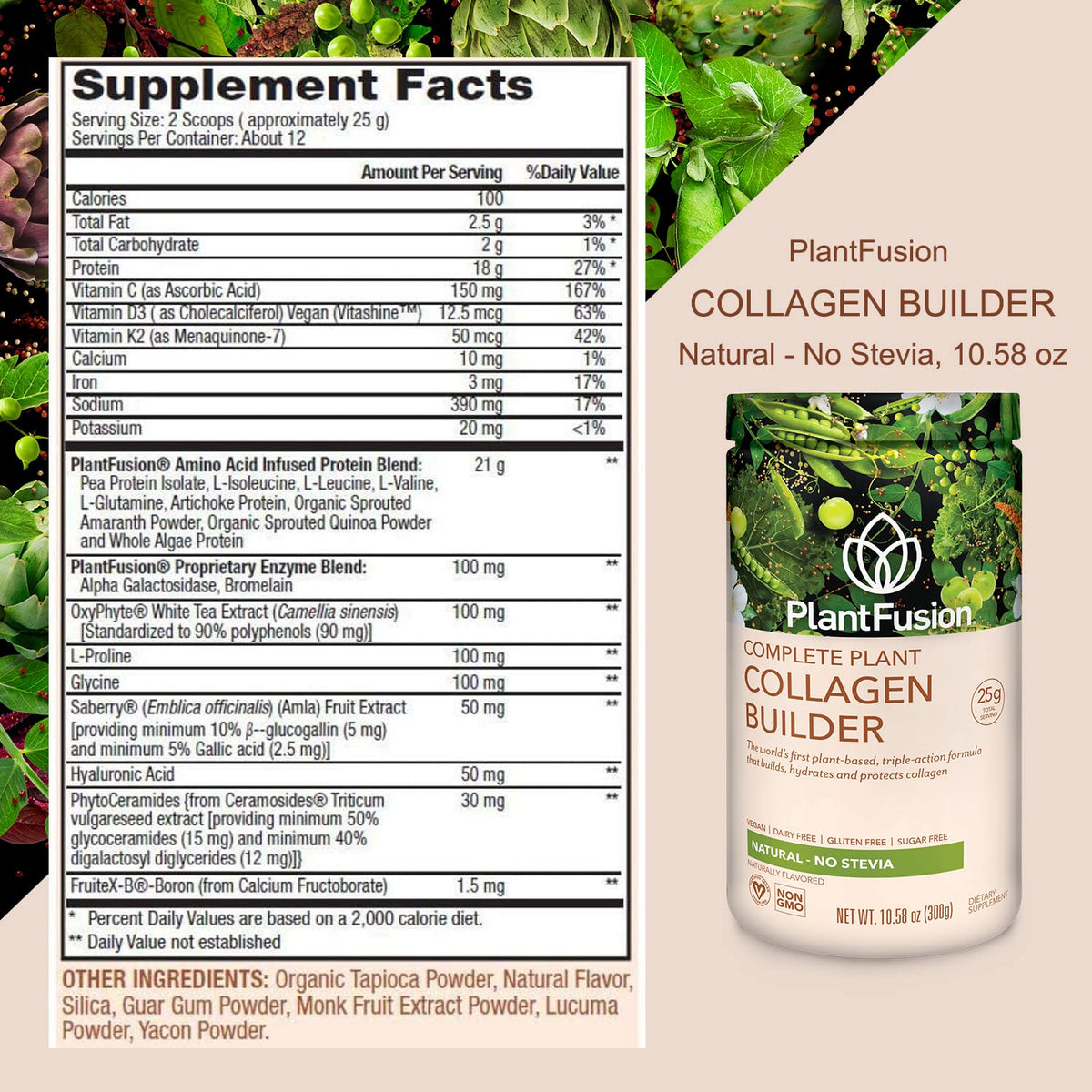 Vegan Collagen Protein Powder Unflavored 10.58 oz F858699