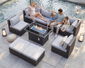 9 Piece Light Grey Patio Furniture Set with Fire Pit B17748
