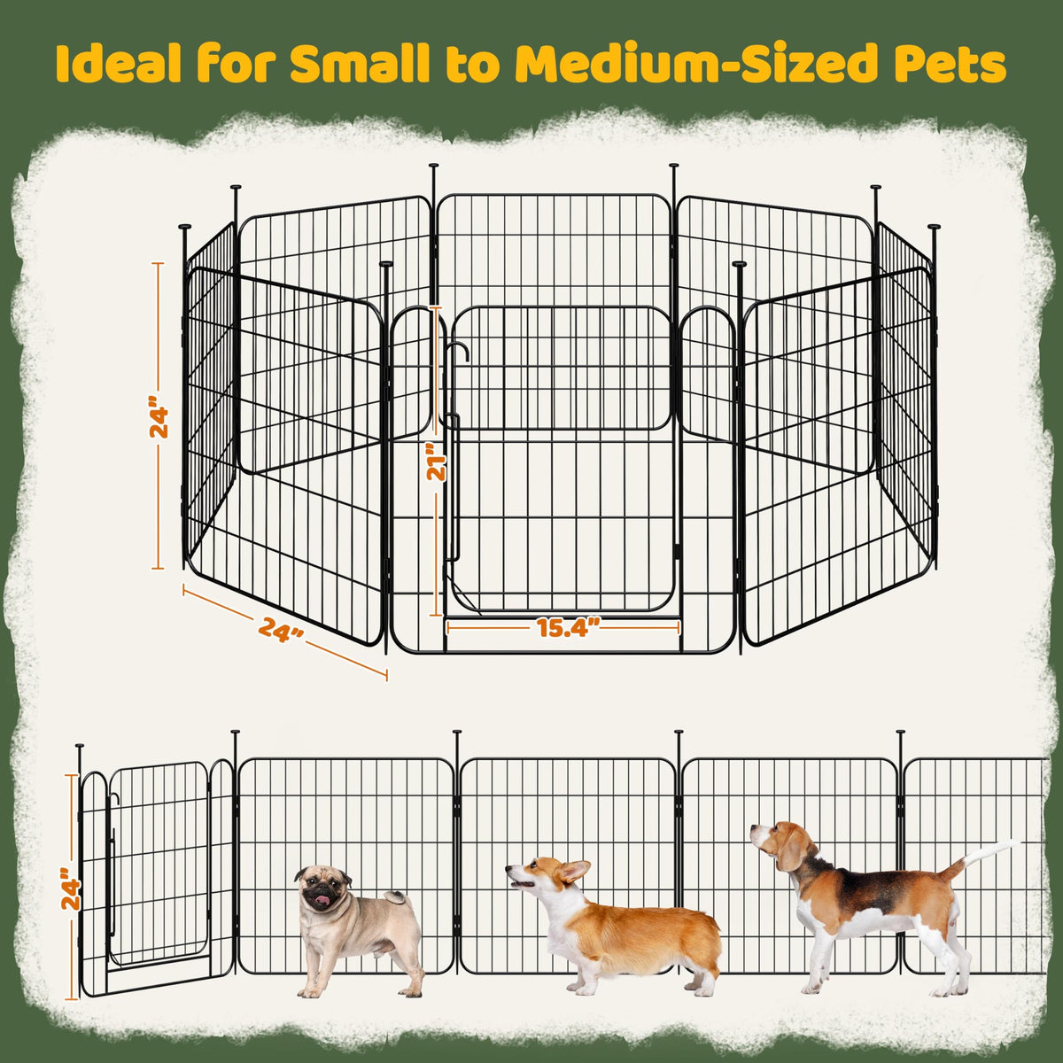 24in 8-Panel Expandable Dog Playpen J3848