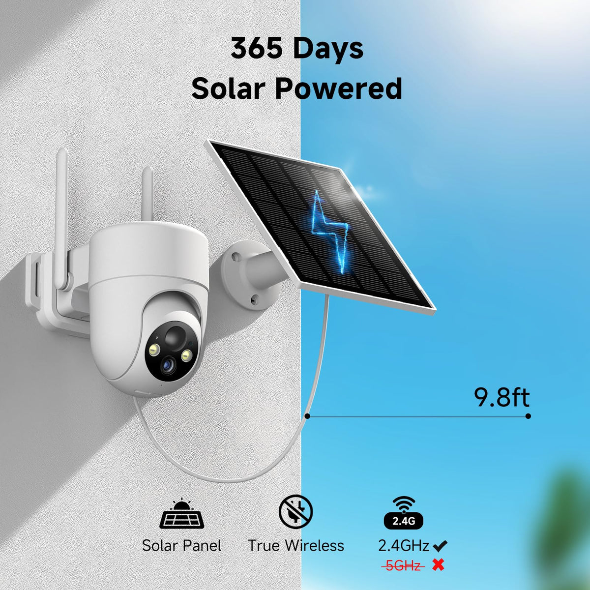 2K Solar Wireless Outdoor Security Cameras with 360° View, 4 Pack, White A4215