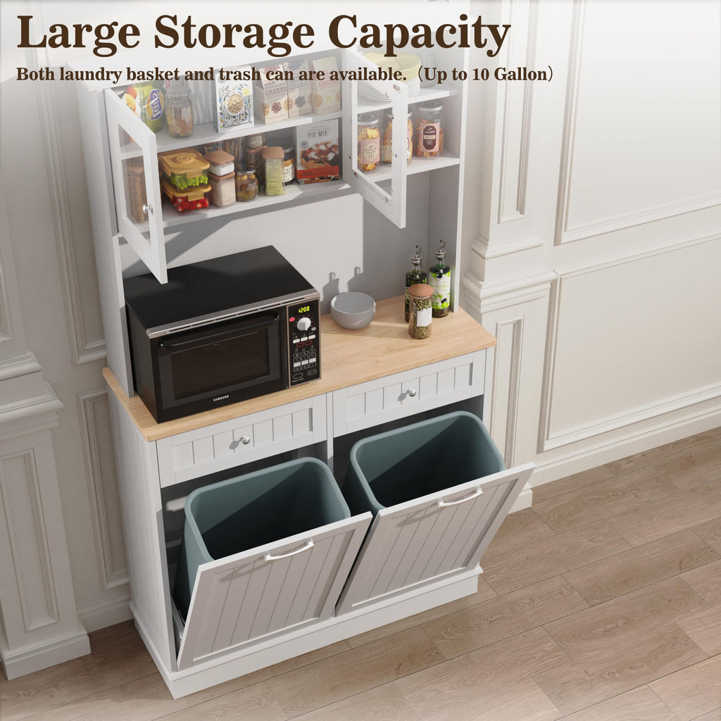White Tilt Out Trash Can Cabinet T59339