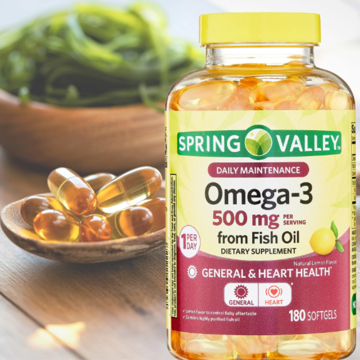 Omega 3 500mg 180 Softgels Fish Oil Dietary Supplements W1280
