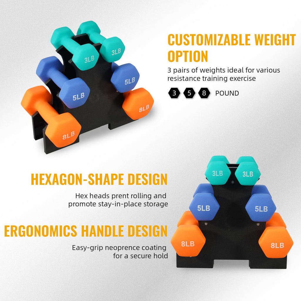 Neoprene Dumbbell Set with Rack M689