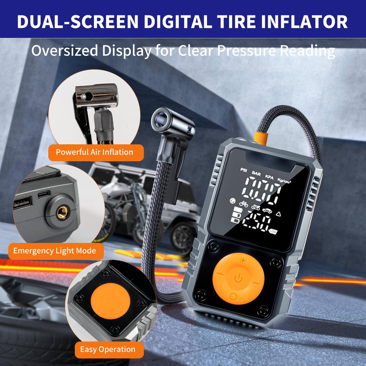 Portable 150PSI Cordless Tire Inflator with Pressure Gauge C9122
