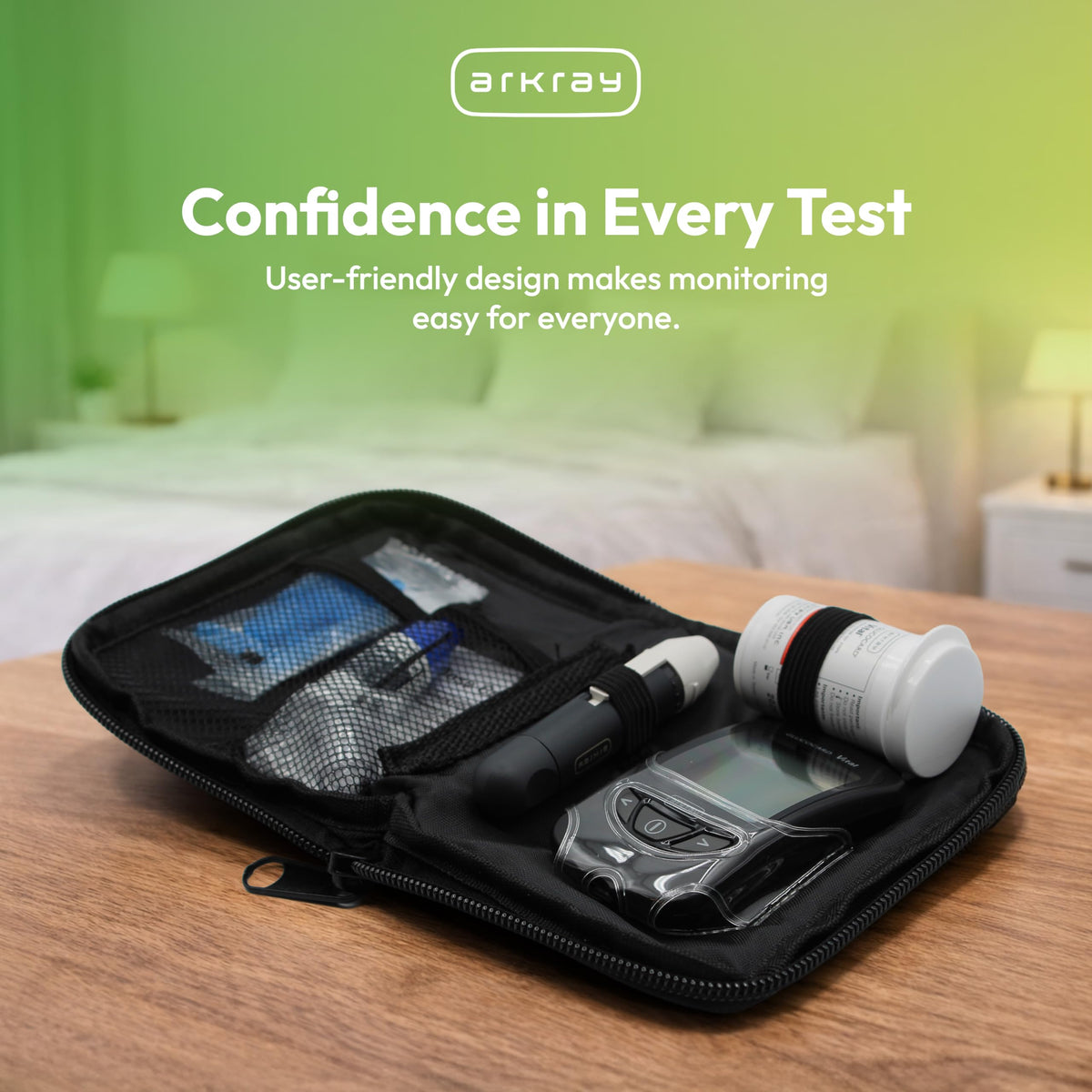 Blood Glucose Monitor Kit with Meter, 10 Test Strips, 10 Lancets & Carrying Case S2073