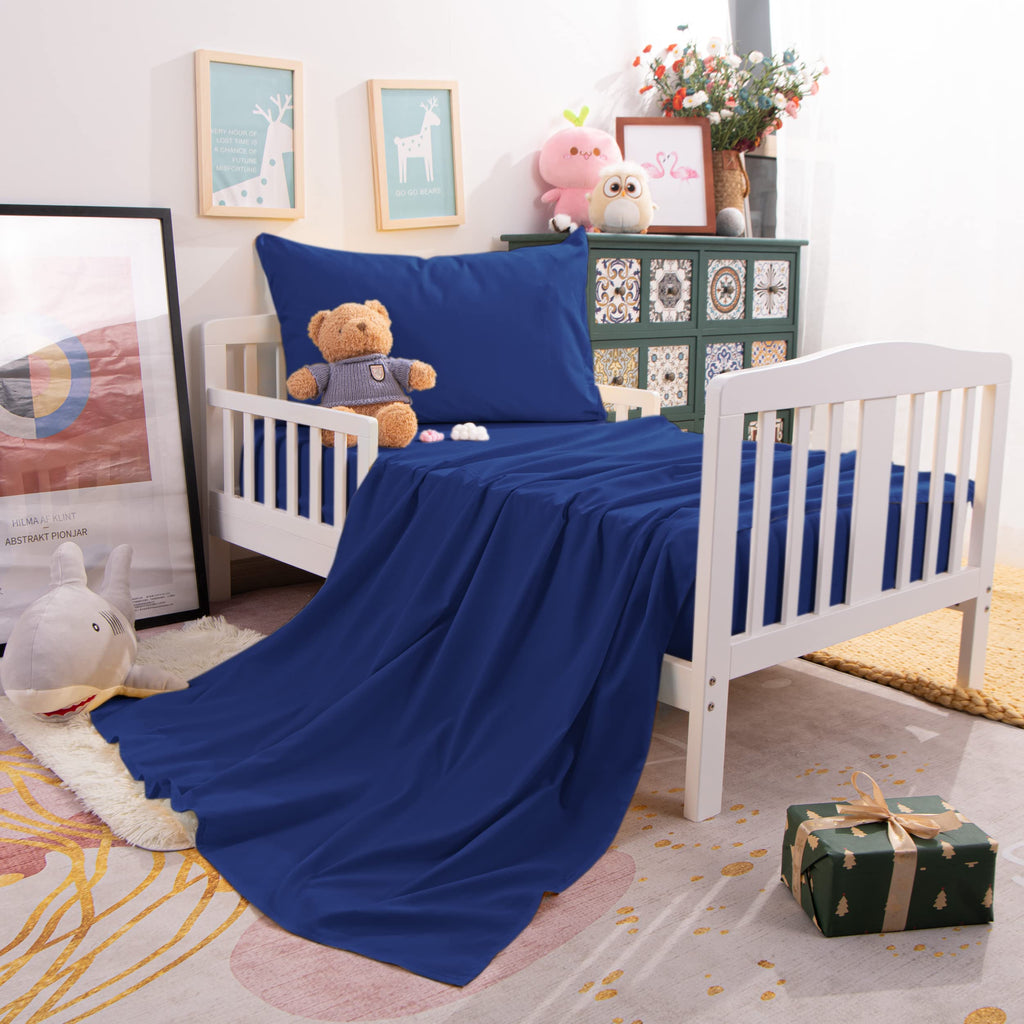 Toddler Microfiber Sheet Set, 3 Piece, Navy Blue J791826