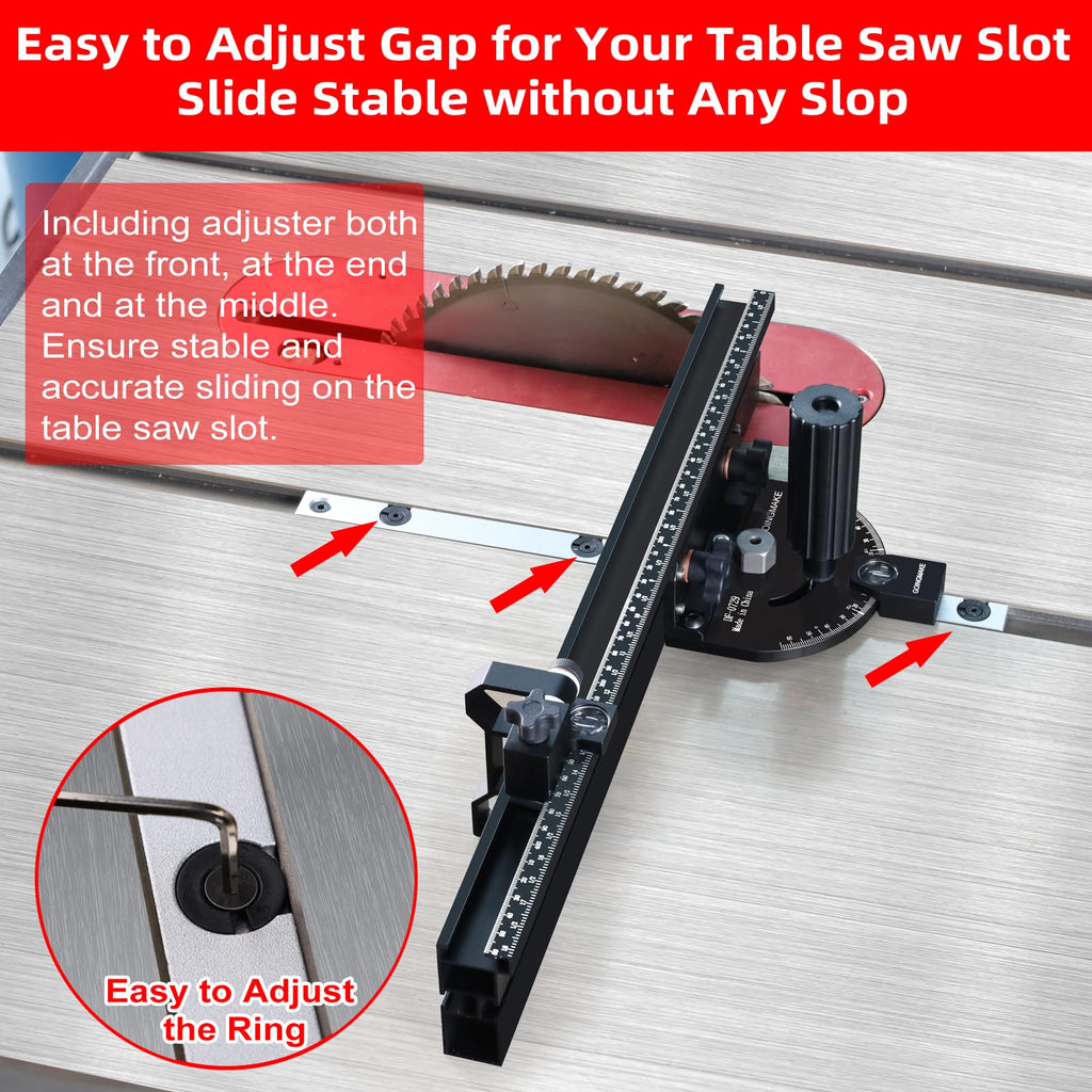 Portable Table Saw Miter Gauge with 18 Inch Fence and Flip Stop Y13546