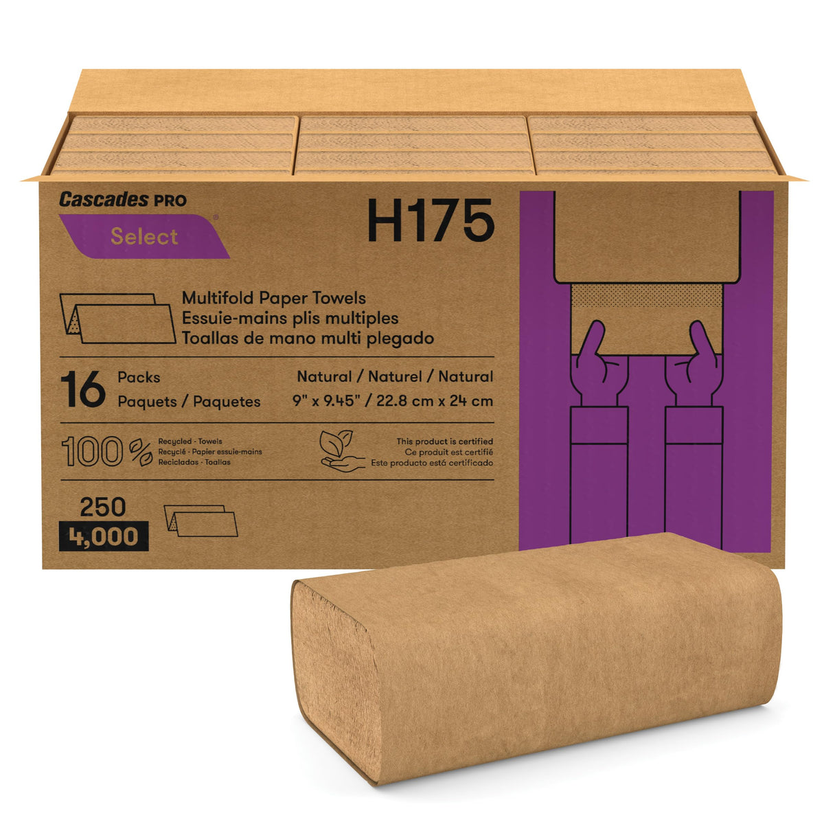 Multifold Paper Towels 250 Sheets 16 Packs Natural Brown R676