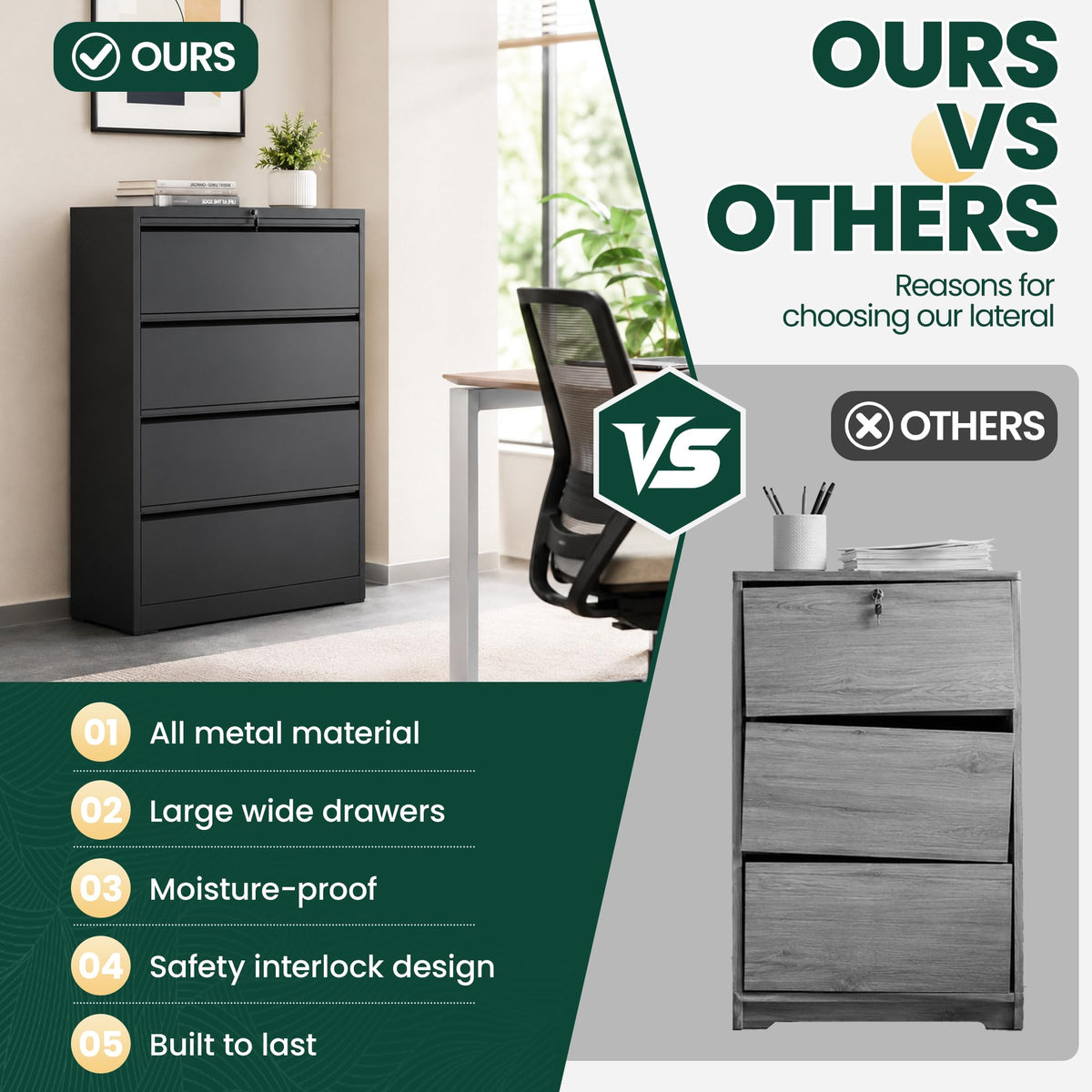 4 Drawer Black Metal File Cabinet Q958083